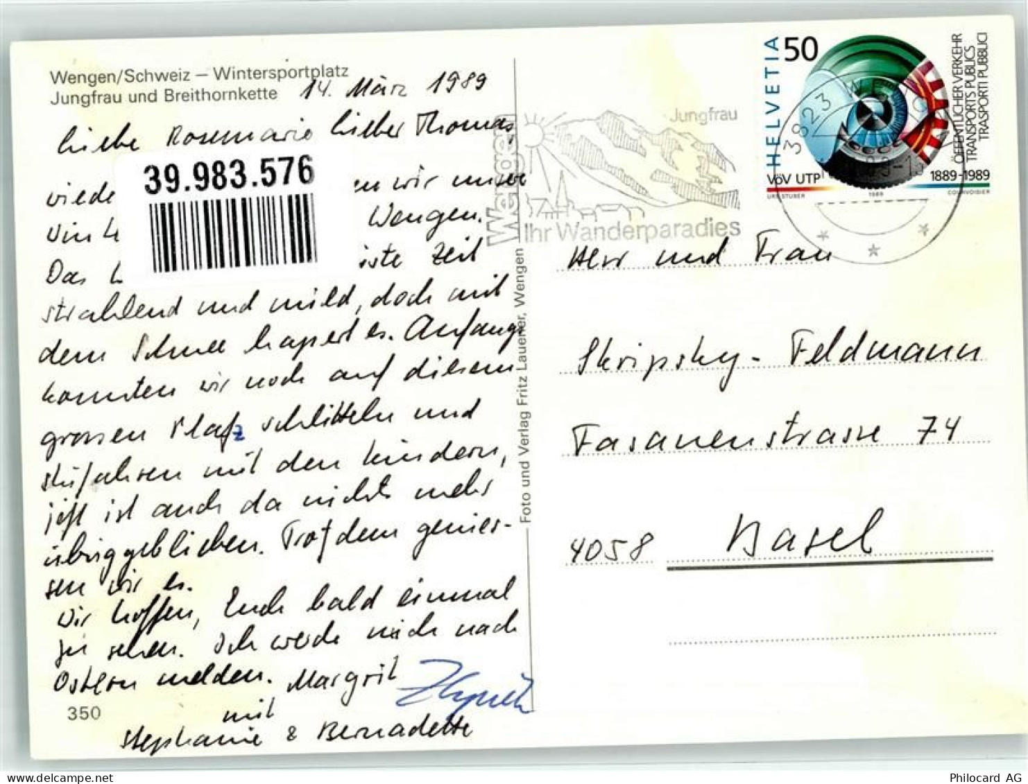 Ansichtskarte - 39983576 - Wengen