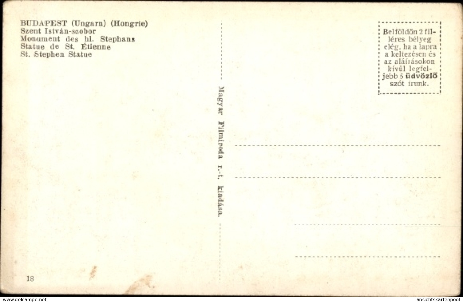 CPA Budapest Ungarn, St. Stefan Denkmal - Ungarn