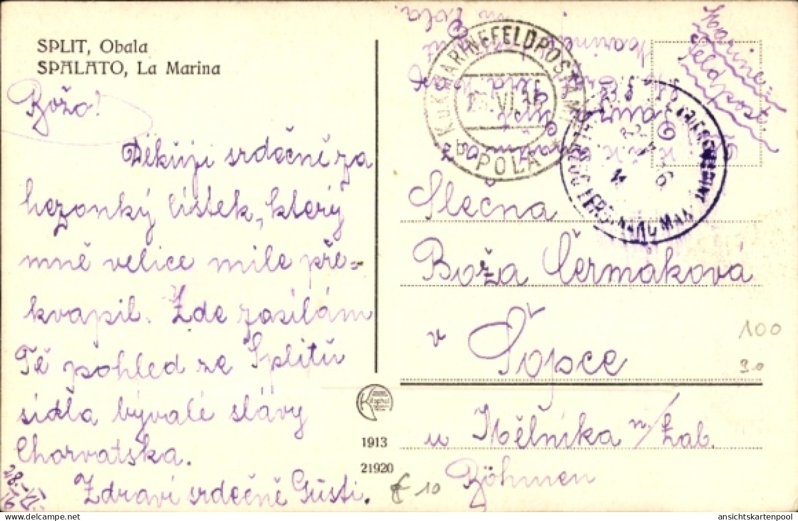 CPA Split Kroatien, Hafenpartie, Boote - Kroatien