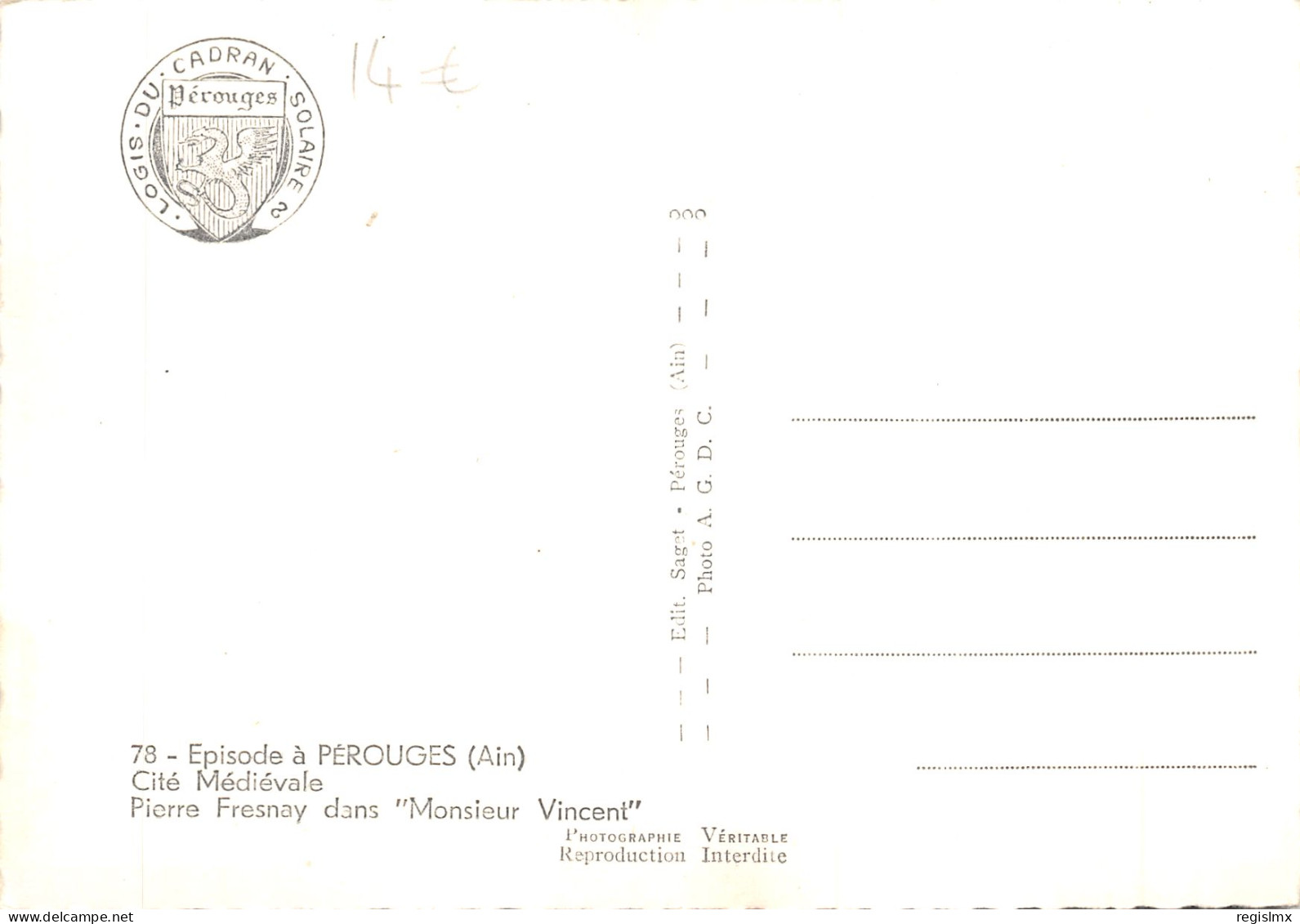 01-PEROUGES-PIERRE FRESNAY DANS MONSIEUR VINCENT-N°T564-C/0073 - Pérouges