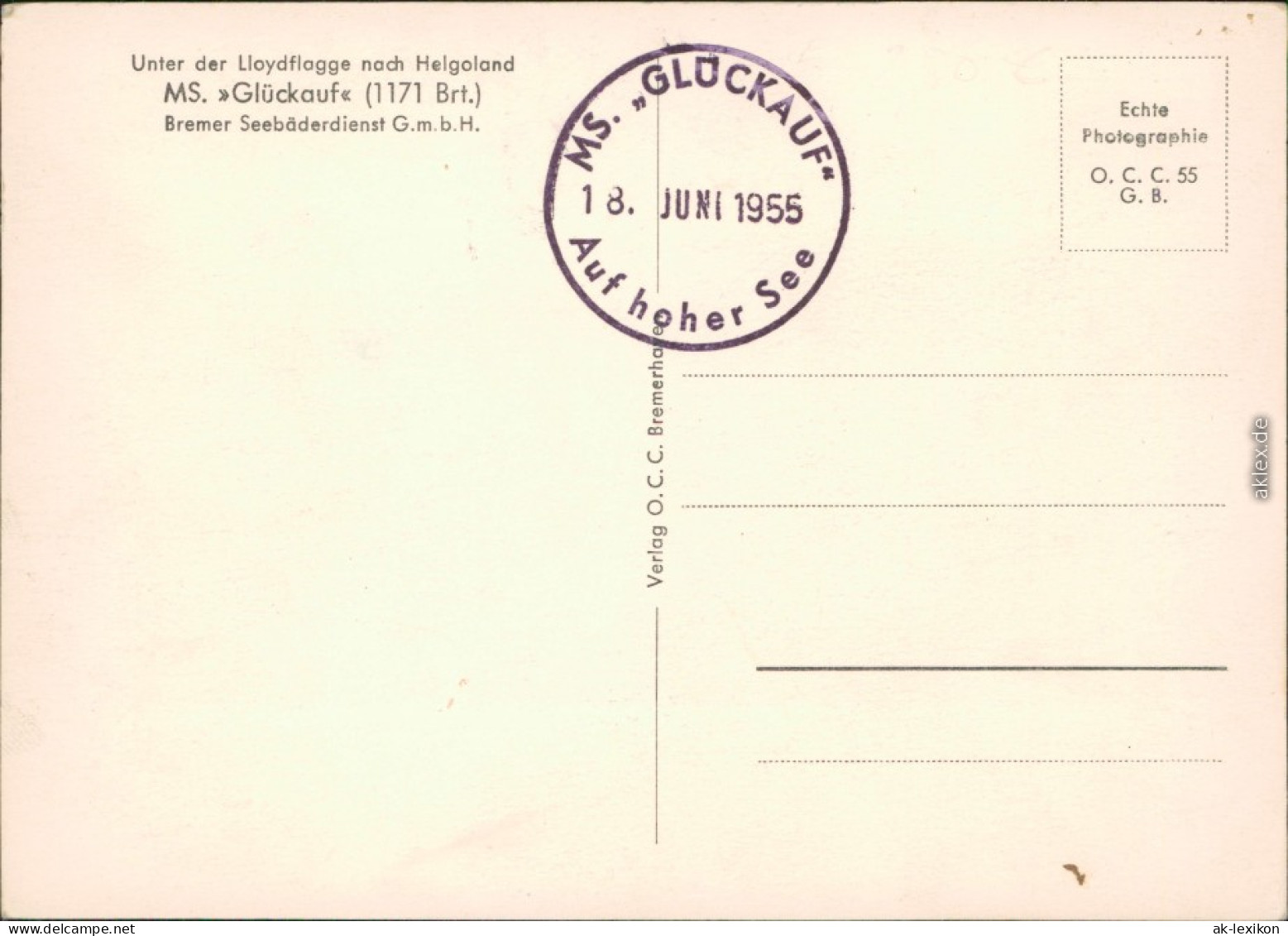 Ansichtskarte  MS "Glückauf" 1955 - Fähren