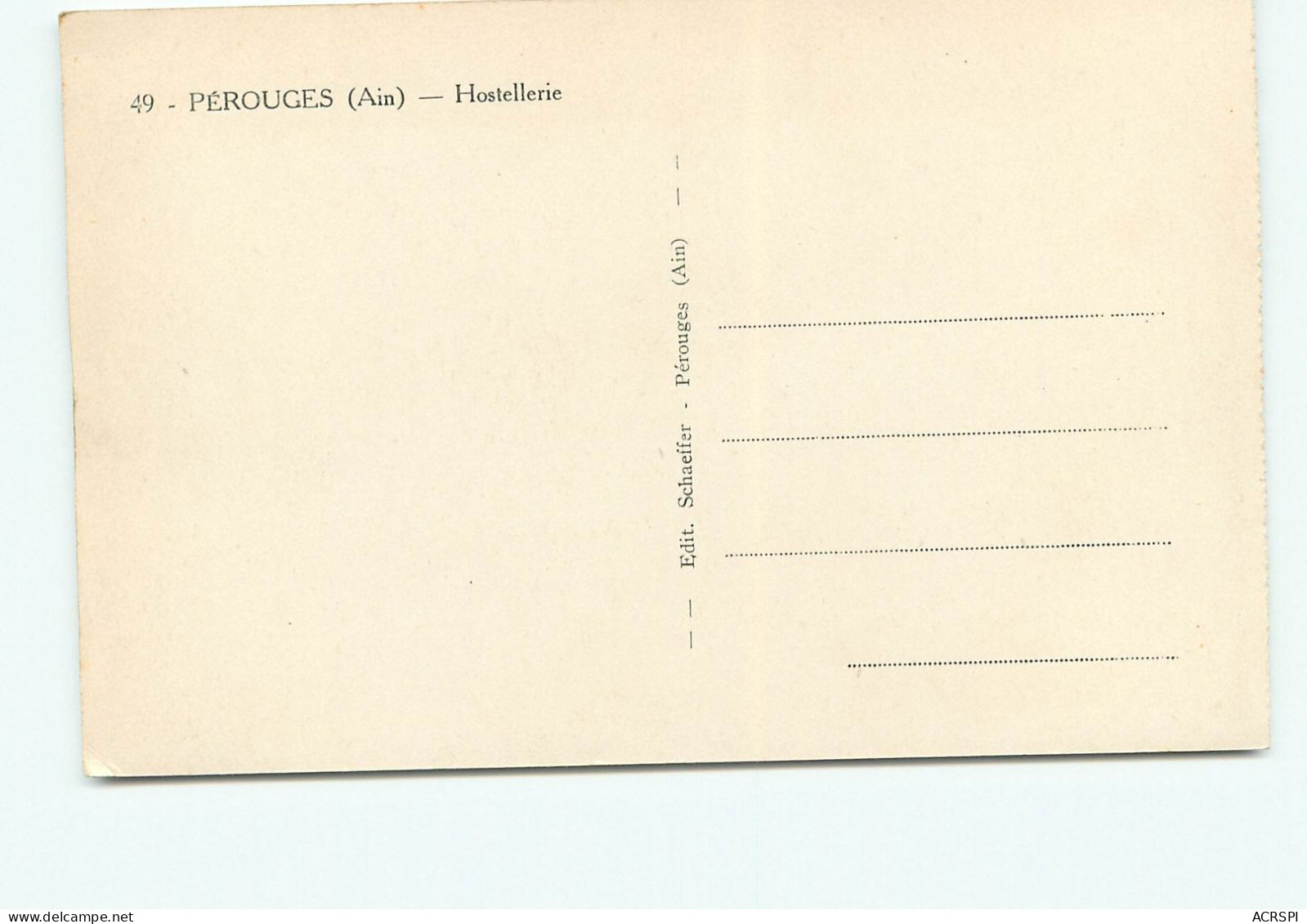 PEROUGES HOSTELLERIE édition Schaeffer  UU1513 - Pérouges