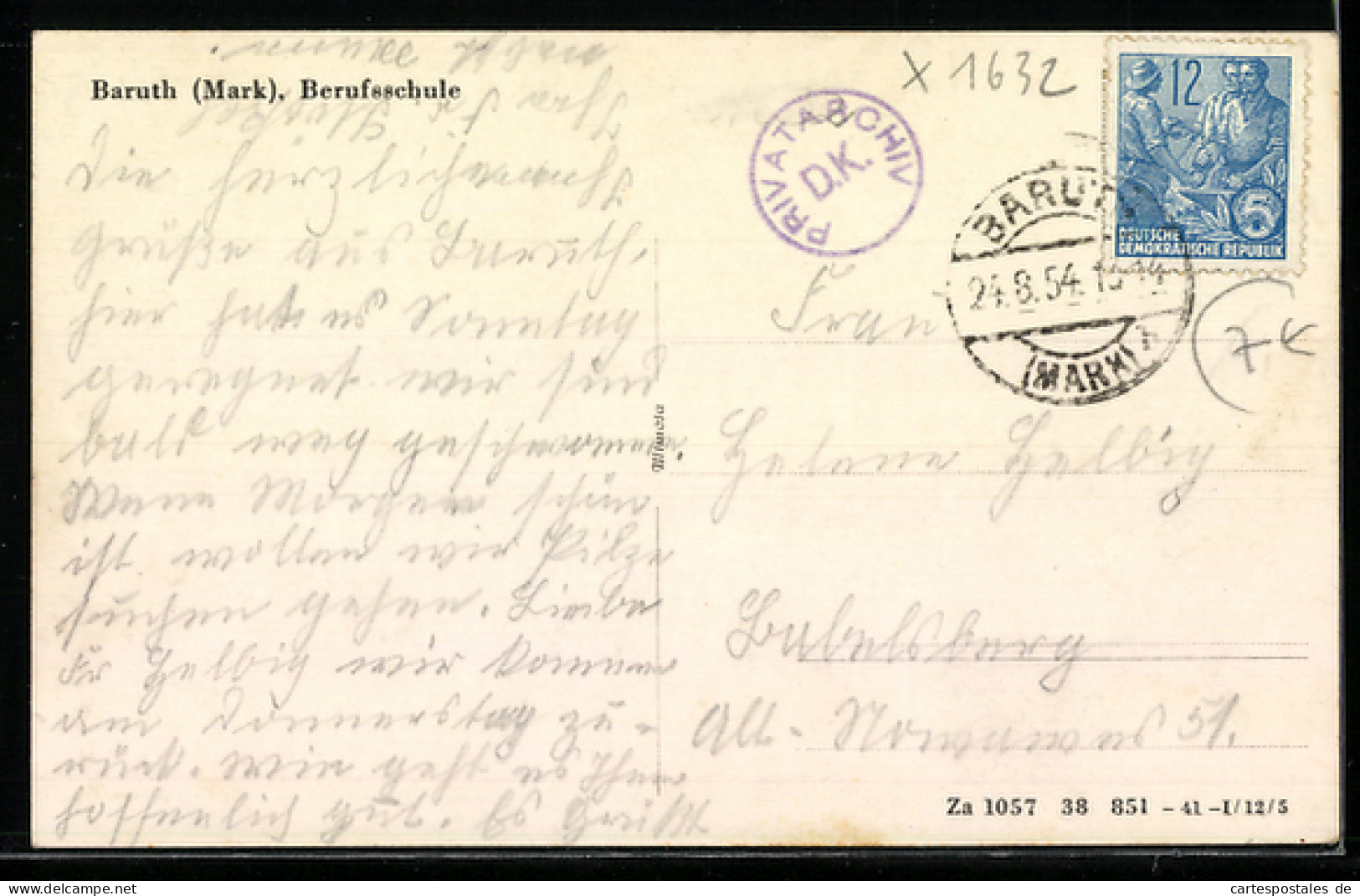 AK Baruth /Mark, Berufsschule Mit Strasse - Baruth