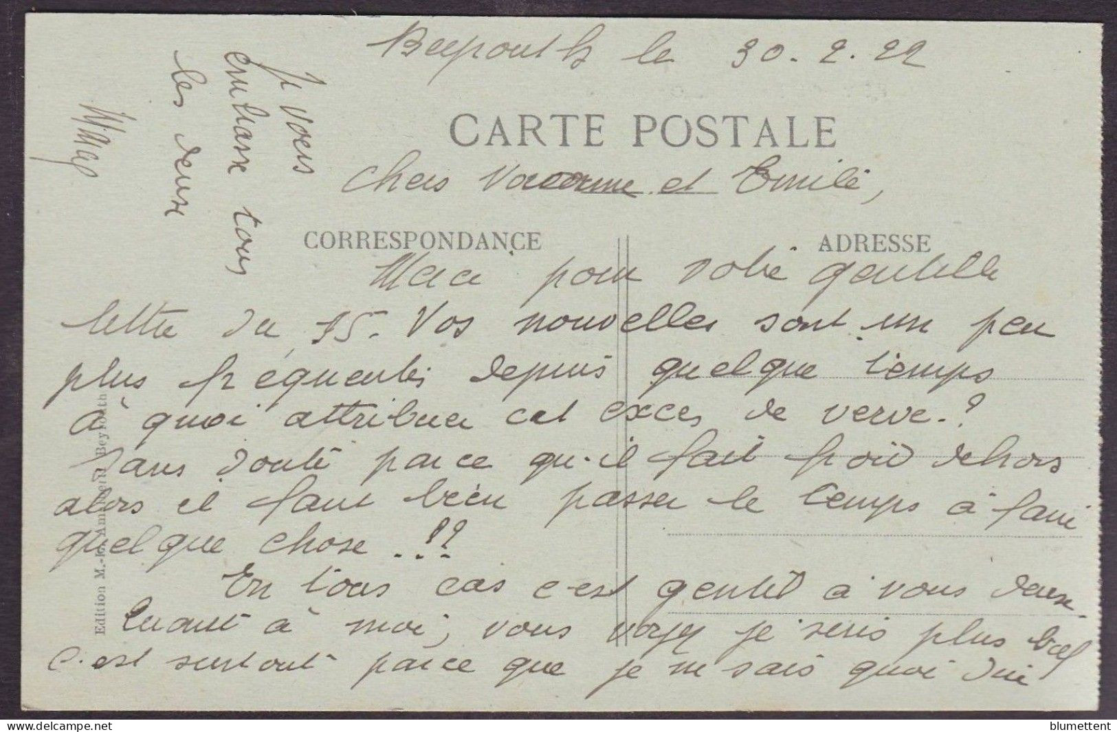 CPA Liban Lebanon Beyrouth écrite - Libanon