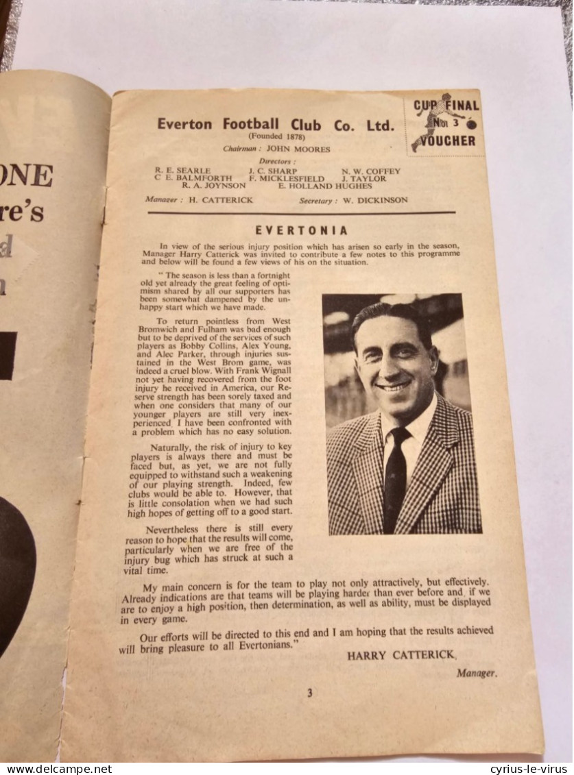 Angleterre   ***  Everton FC  **  Official Programme 1961 - Programmi