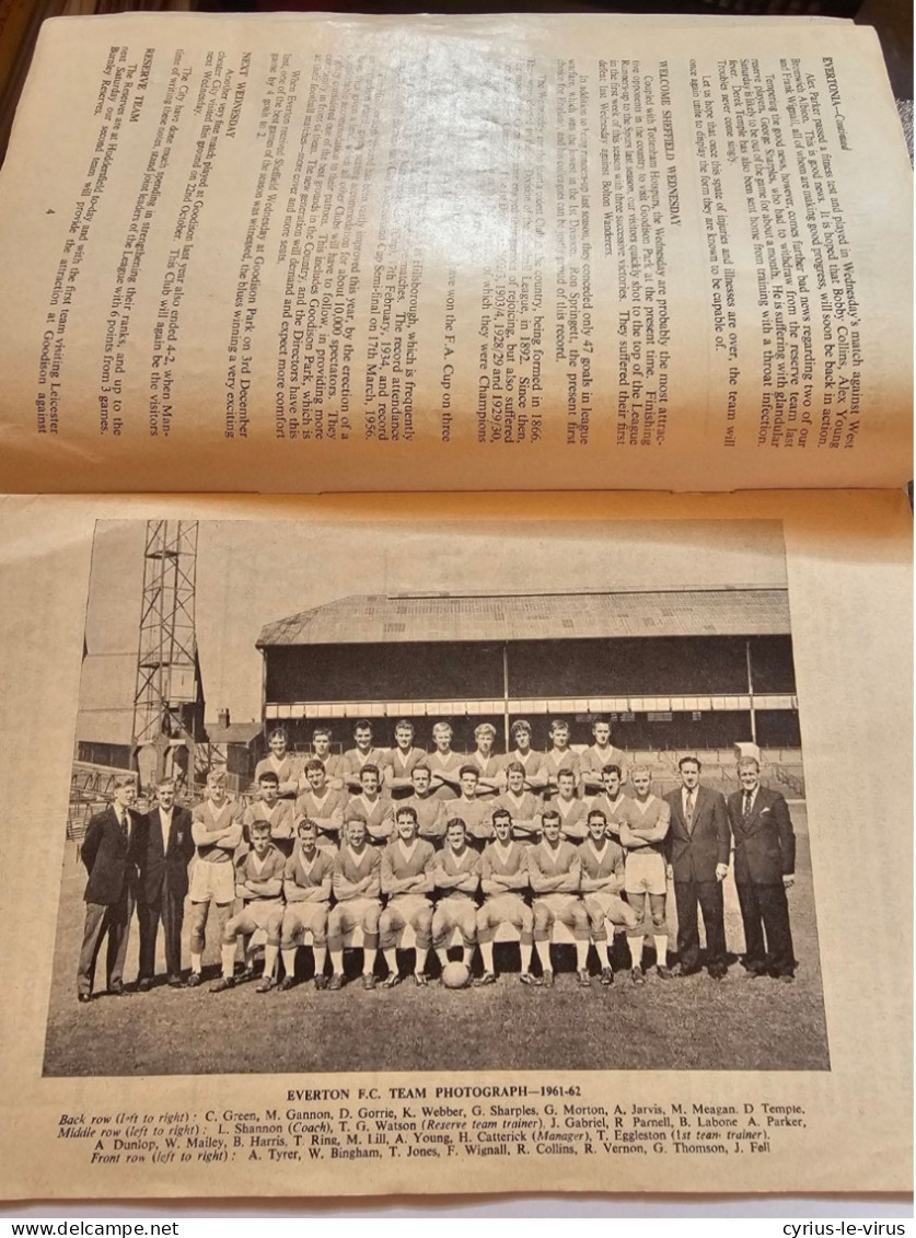 Angleterre   ***  Everton FC  **  Official Programme 1961 - Programmi