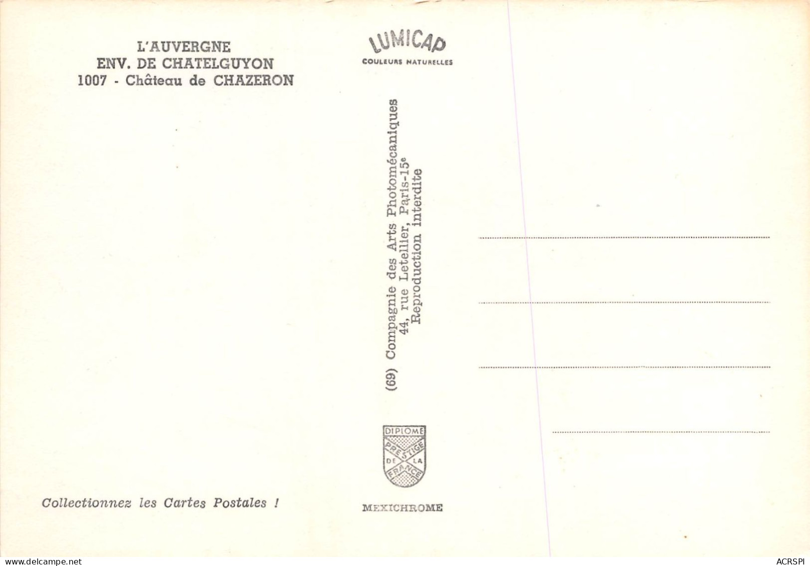 Env De CHATELGUYOON Chateau De Chazeron 5(scan Recto-verso) MA2236 - Châtel-Guyon