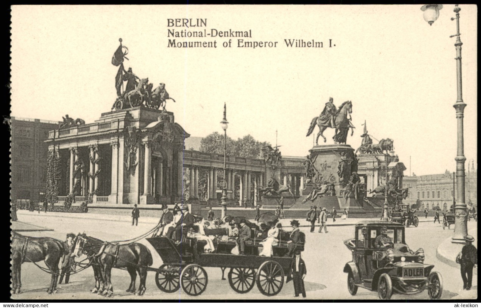 Ansichtskarte Mitte-Berlin National-Denkmal Kutsche Adler Auto 1908 - Mitte