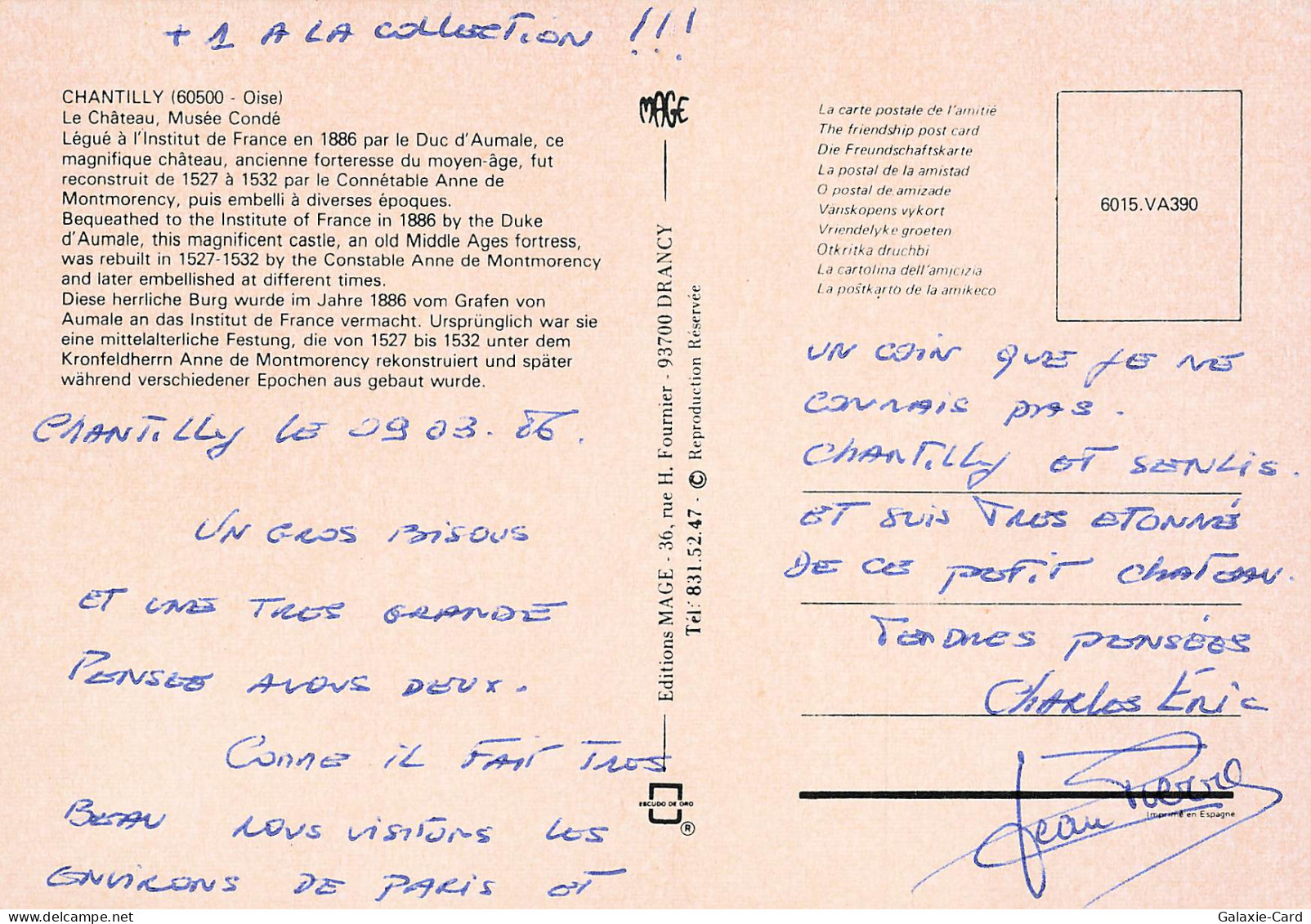 60 CHANTILLY MUSEE CONDE - Chantilly