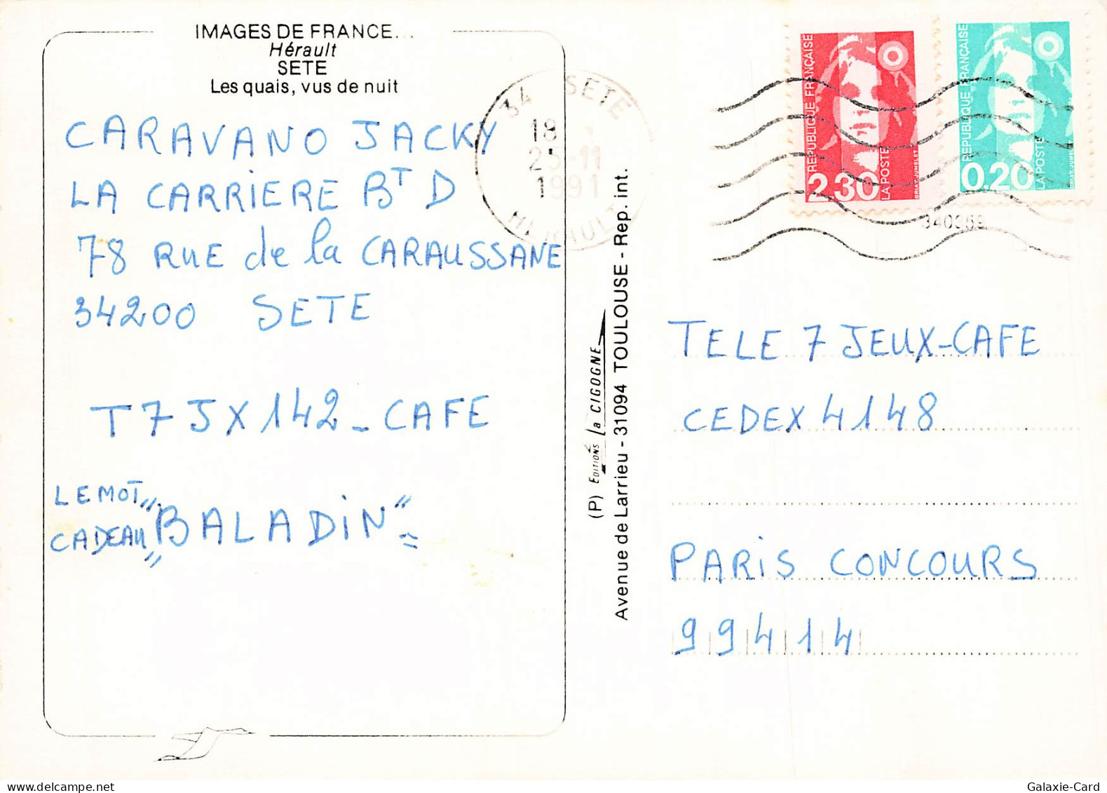 34 SETE LES QUAIS VUS DE NUIT - Sete (Cette)