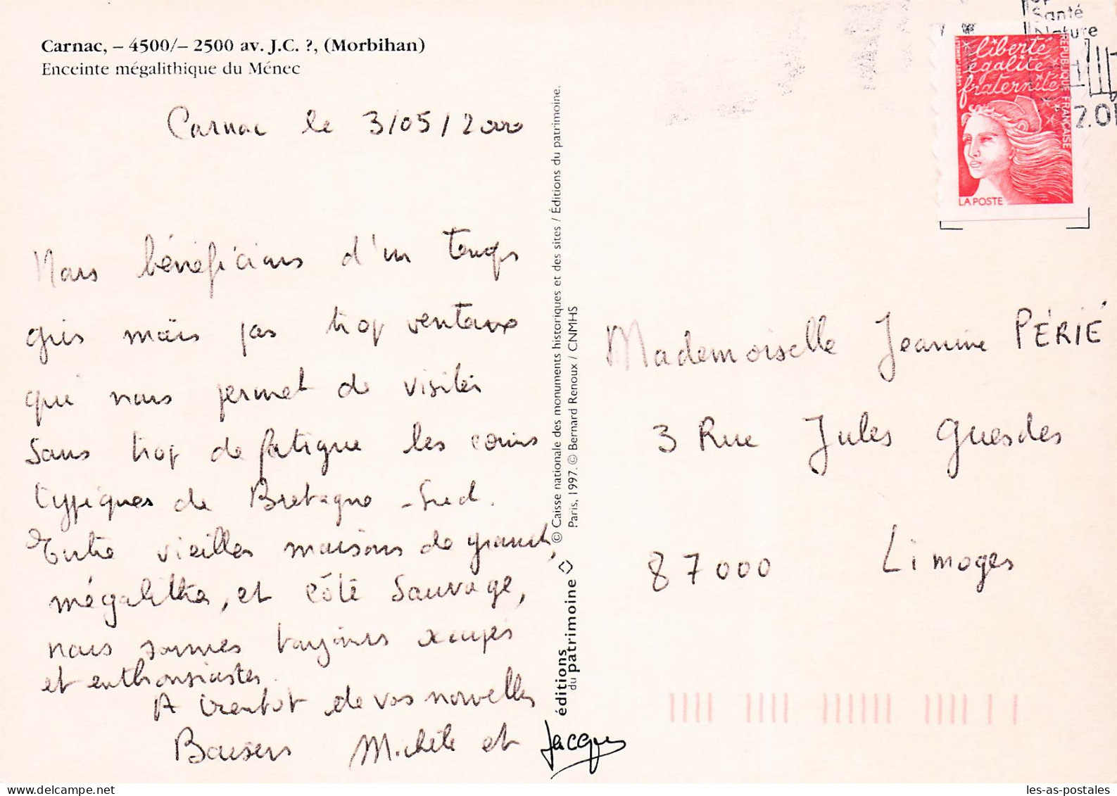 56 CARNAC ENCEINTE MEGALITHIQUE DU MENEC - Carnac