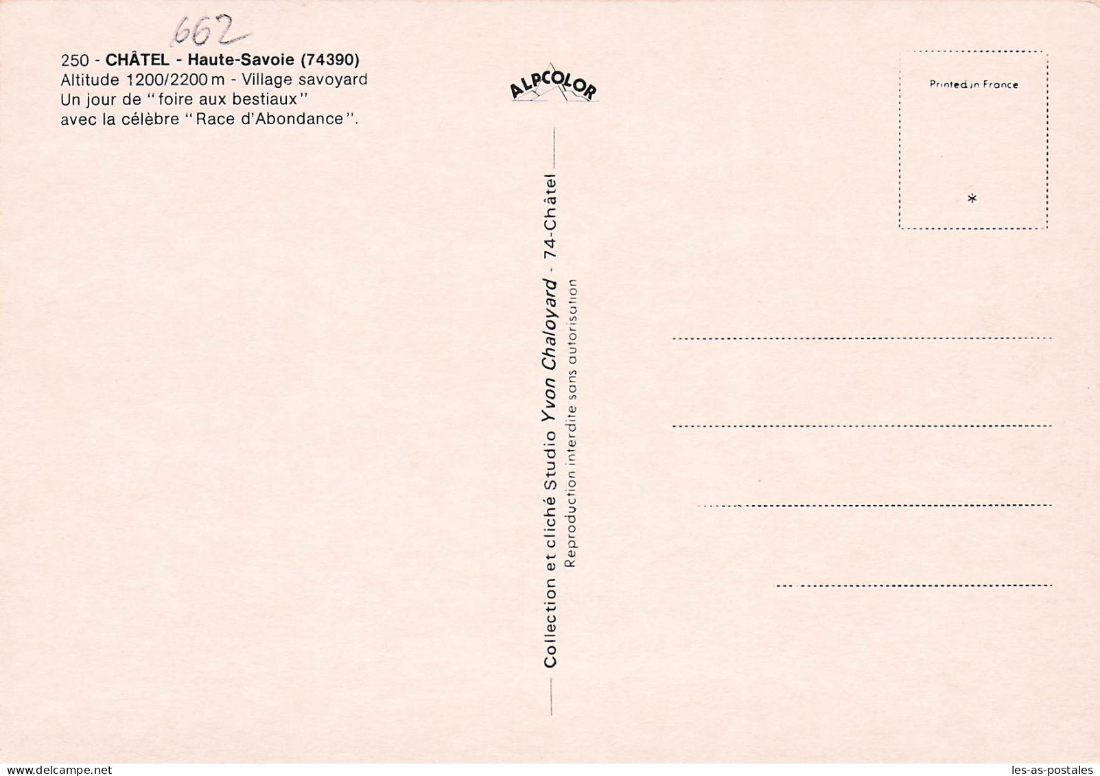 74 CHATEL FOIRE AUX BESTIAUX - Châtel