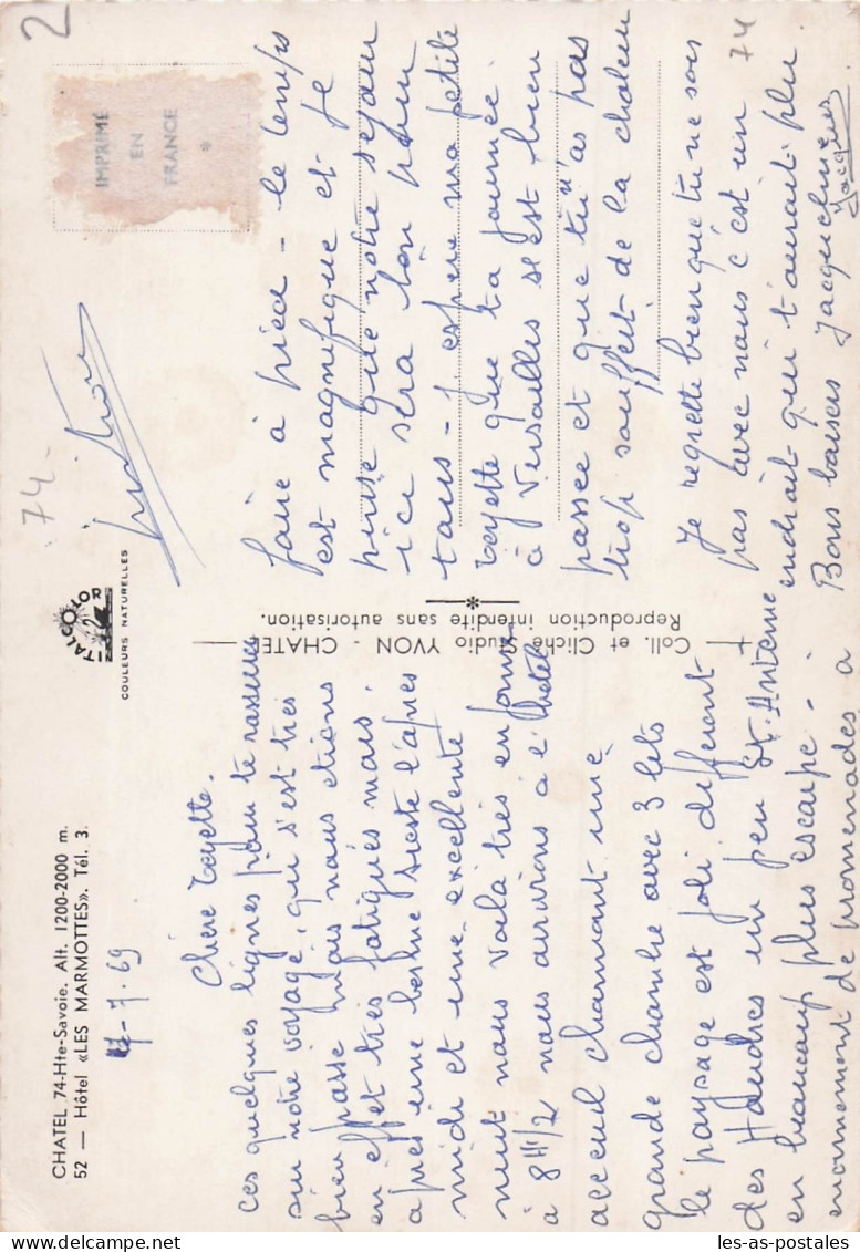 74 CHATEL HOTEL LES MARMOTTES - Châtel