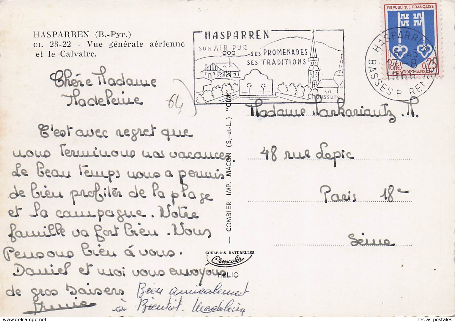 64 HASPARREN VUE GENERALE AERIENNE ET LE CALVAIRE - Hasparren