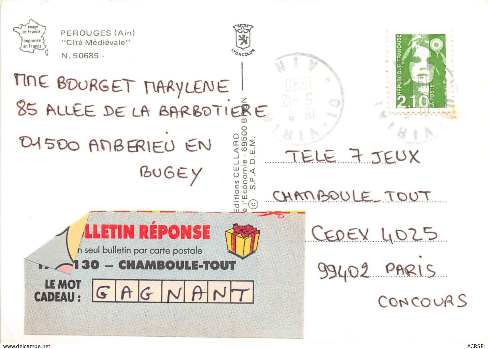 PEROUGES Cite Medievale 14(scan Recto-verso) MB2300 - Pérouges