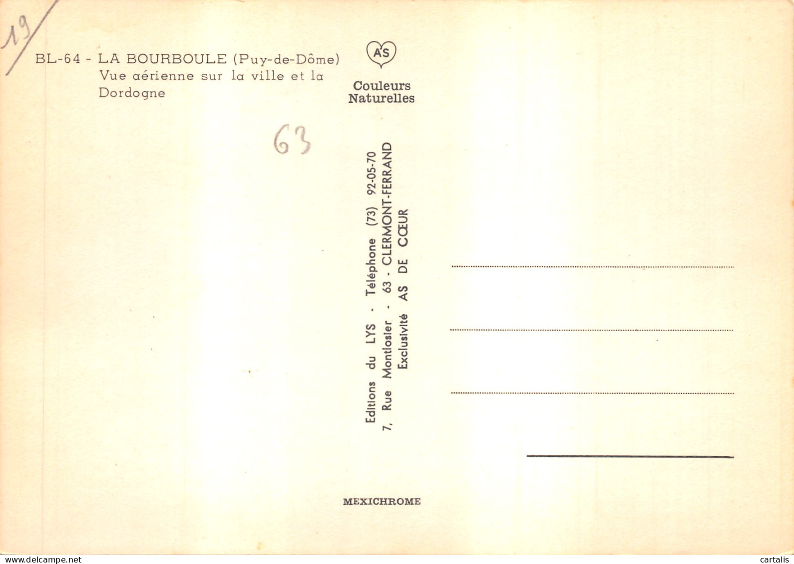 63-LA BOURBOULE-N 591-D/0399 - La Bourboule