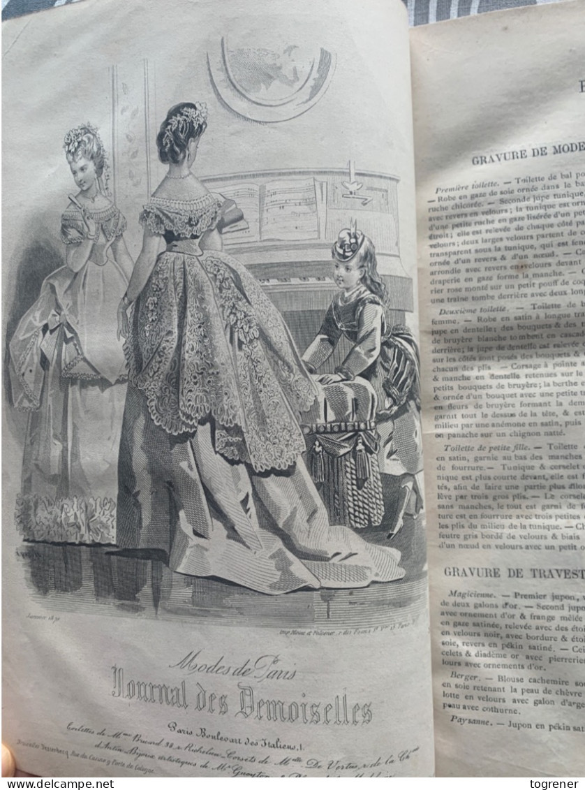 Gravures. Journal Des Demoiselles – Année Complète 1870 –16 Gravures De Mode - Magazines - Before 1900