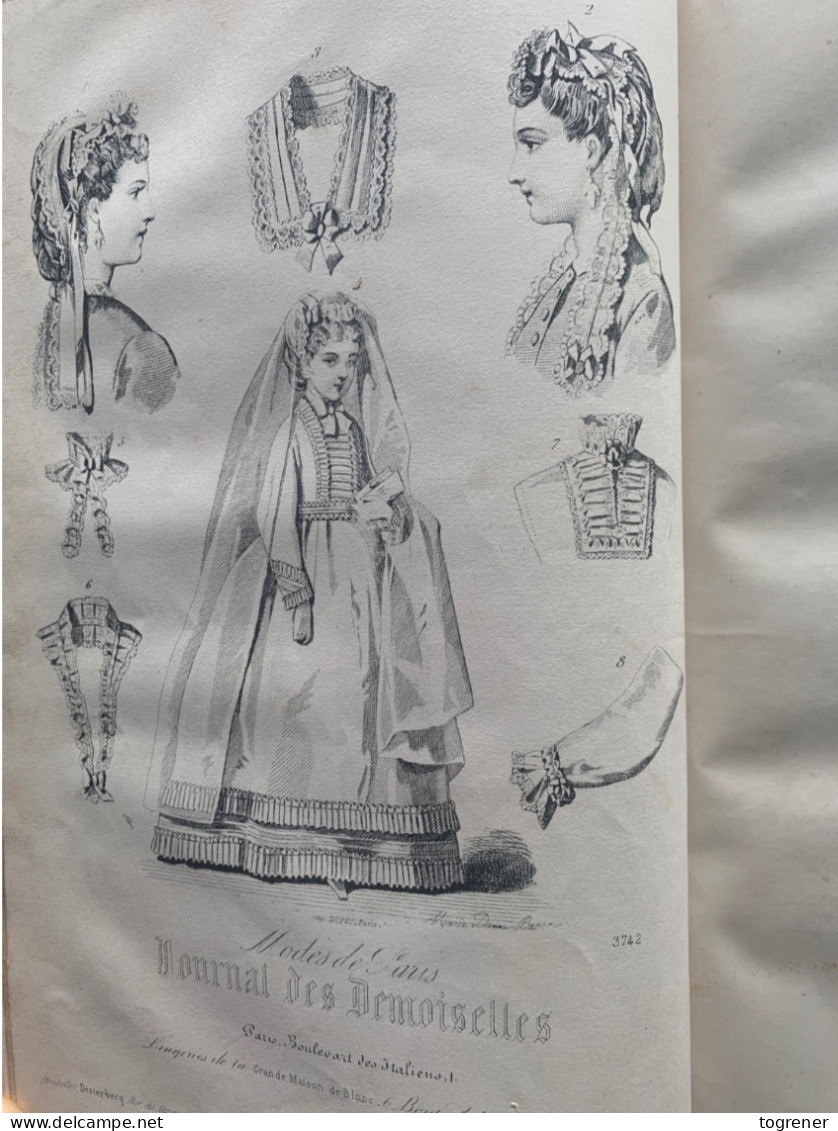 Gravures. Journal des Demoiselles – année complète 1870 –16 gravures de mode