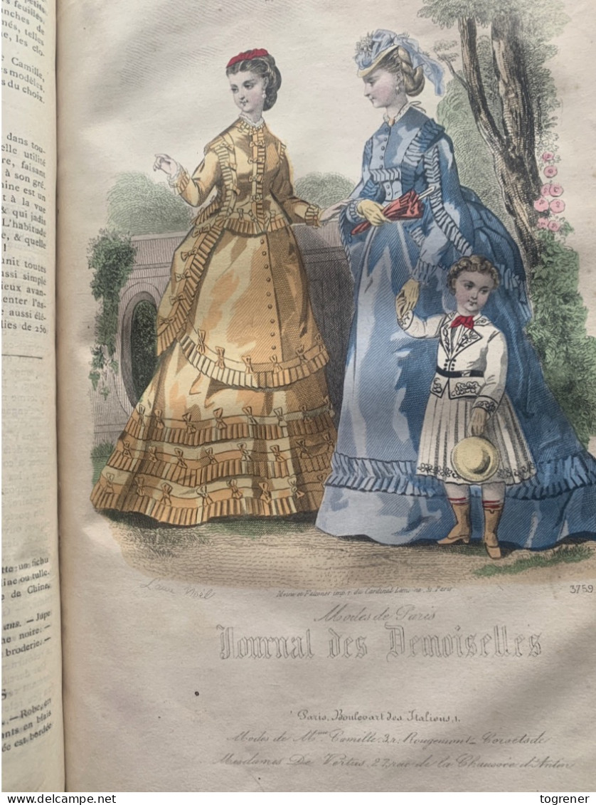 Gravures. Journal des Demoiselles – année complète 1870 –16 gravures de mode