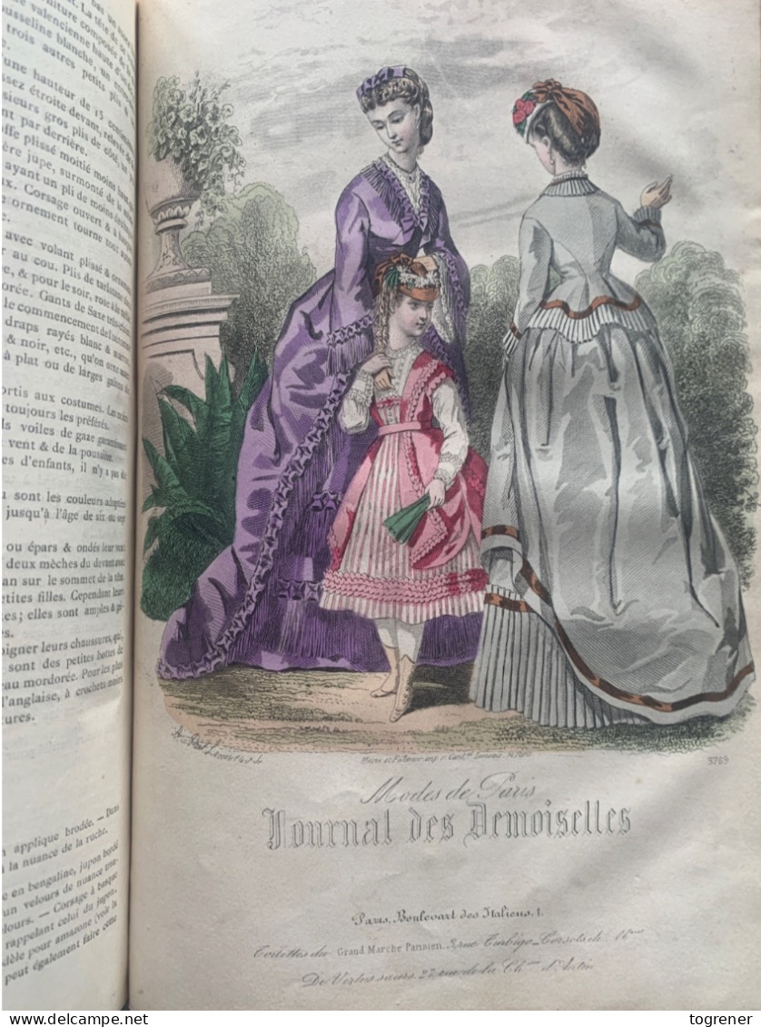 Gravures. Journal des Demoiselles – année complète 1870 –16 gravures de mode
