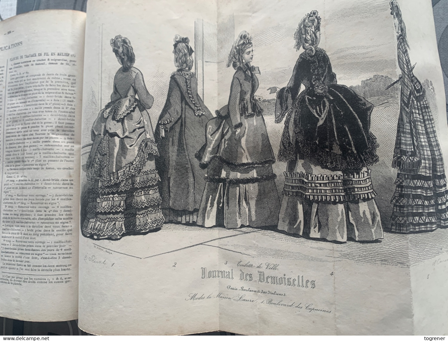 Gravures. Journal des Demoiselles – année complète 1870 –16 gravures de mode