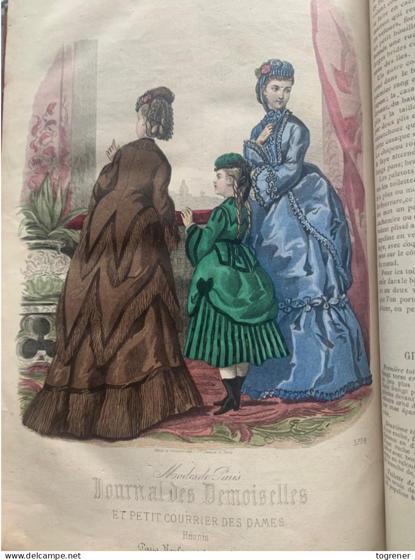 Gravures. Journal des Demoiselles – année complète 1870 –16 gravures de mode