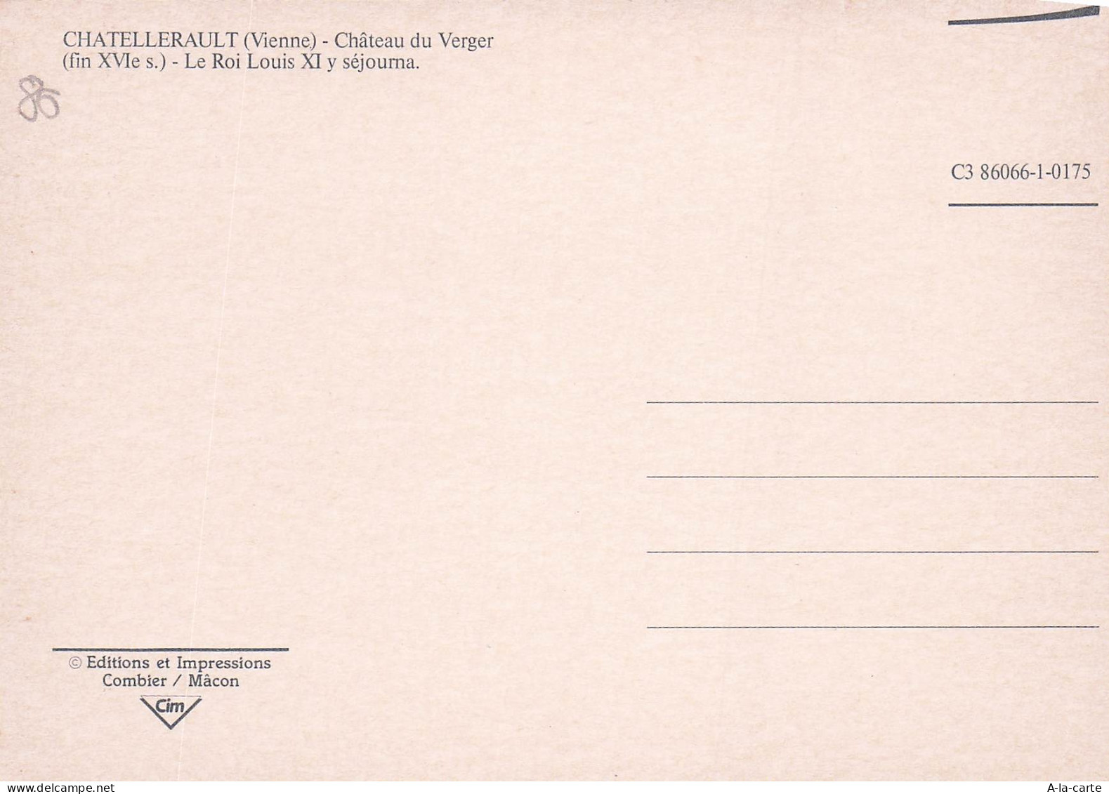 86 CHATELLERAULT CHATEAU DU VERGER - Chatellerault