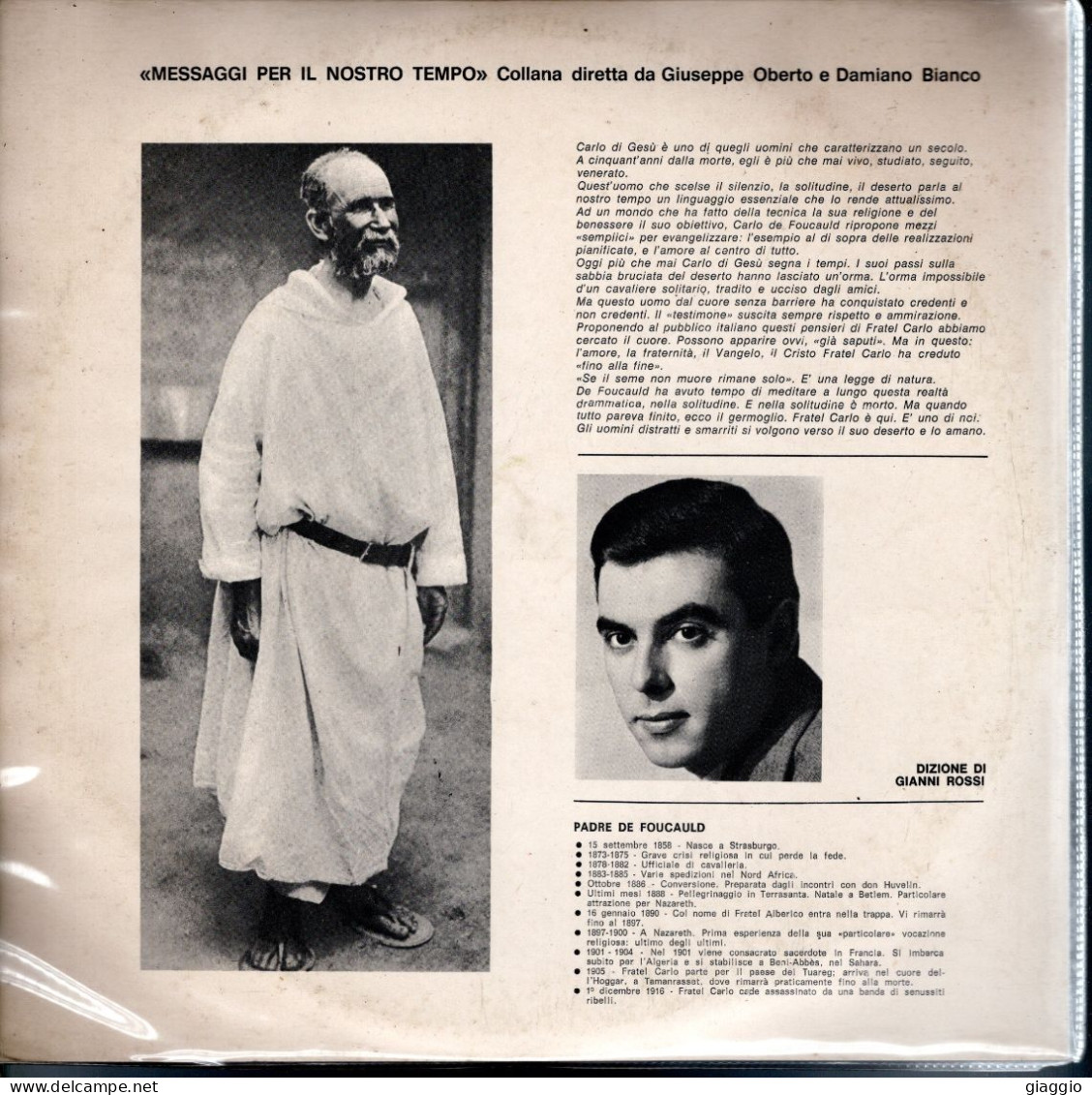°°° 87 - DISCO 33 1/3 - DE FOUCAULD - PAROLE DAL DESERTO °°° - Other - Italian Music