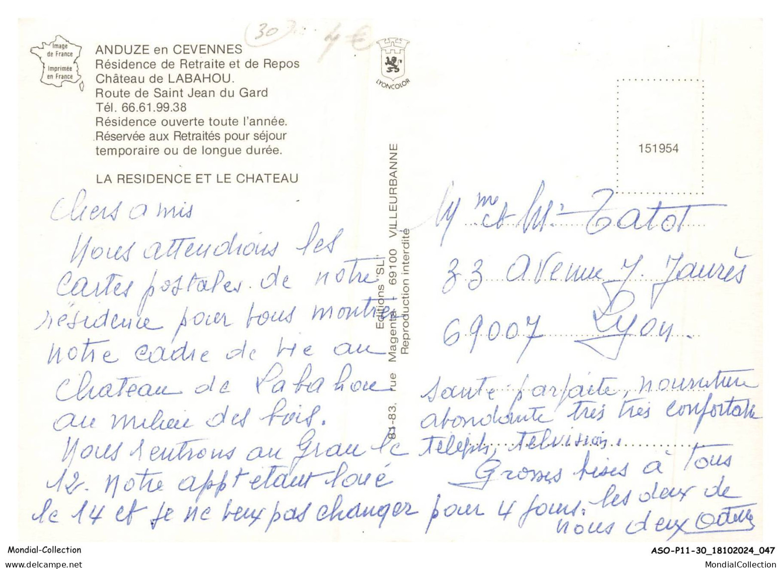 ASOP11-0697-30 - ANDUZE EN CEVENNES - Residence De Retraite Et De Repos - Chateau De LABAHOU - Saint-Jean-du-Gard