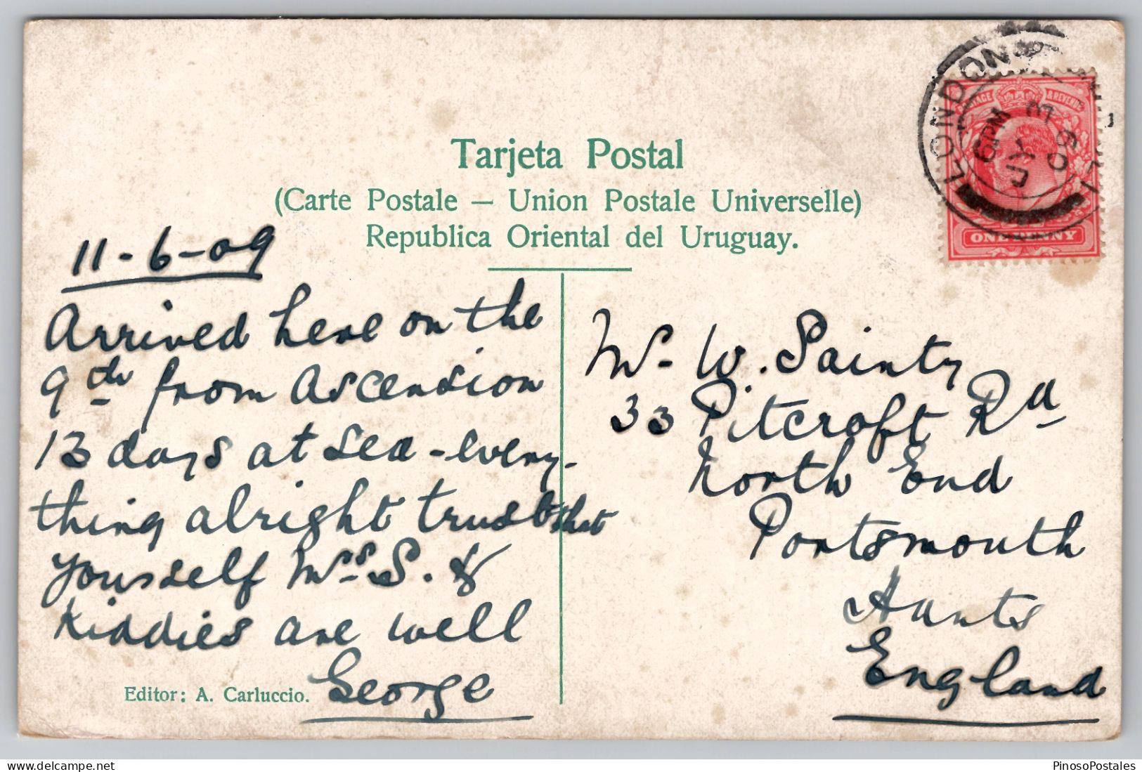 Montevideo E. Administrativa Carte Postale Postcard - Uruguay