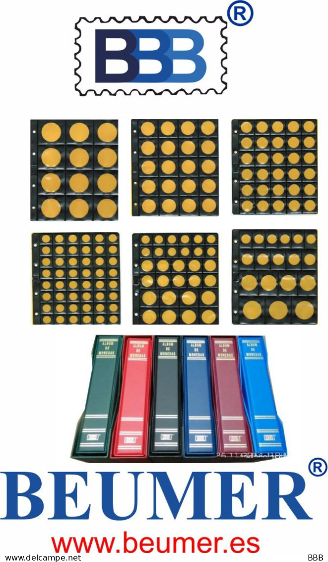 Lot de 100 pages album monnaies 250x320mm (pour 20 étuis) - Fab. Europe (Non Chine) - LIVRAISON GRATUITE INPOST