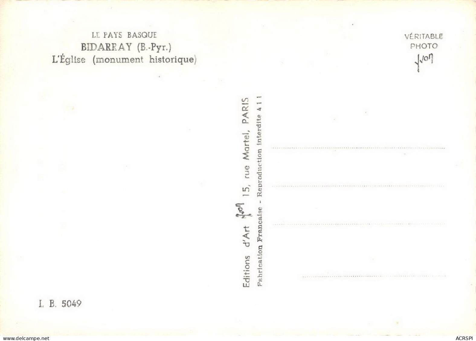 BIDARRAY L'église 31 (scan Recto Verso)KEVREN0676 - Bidarray