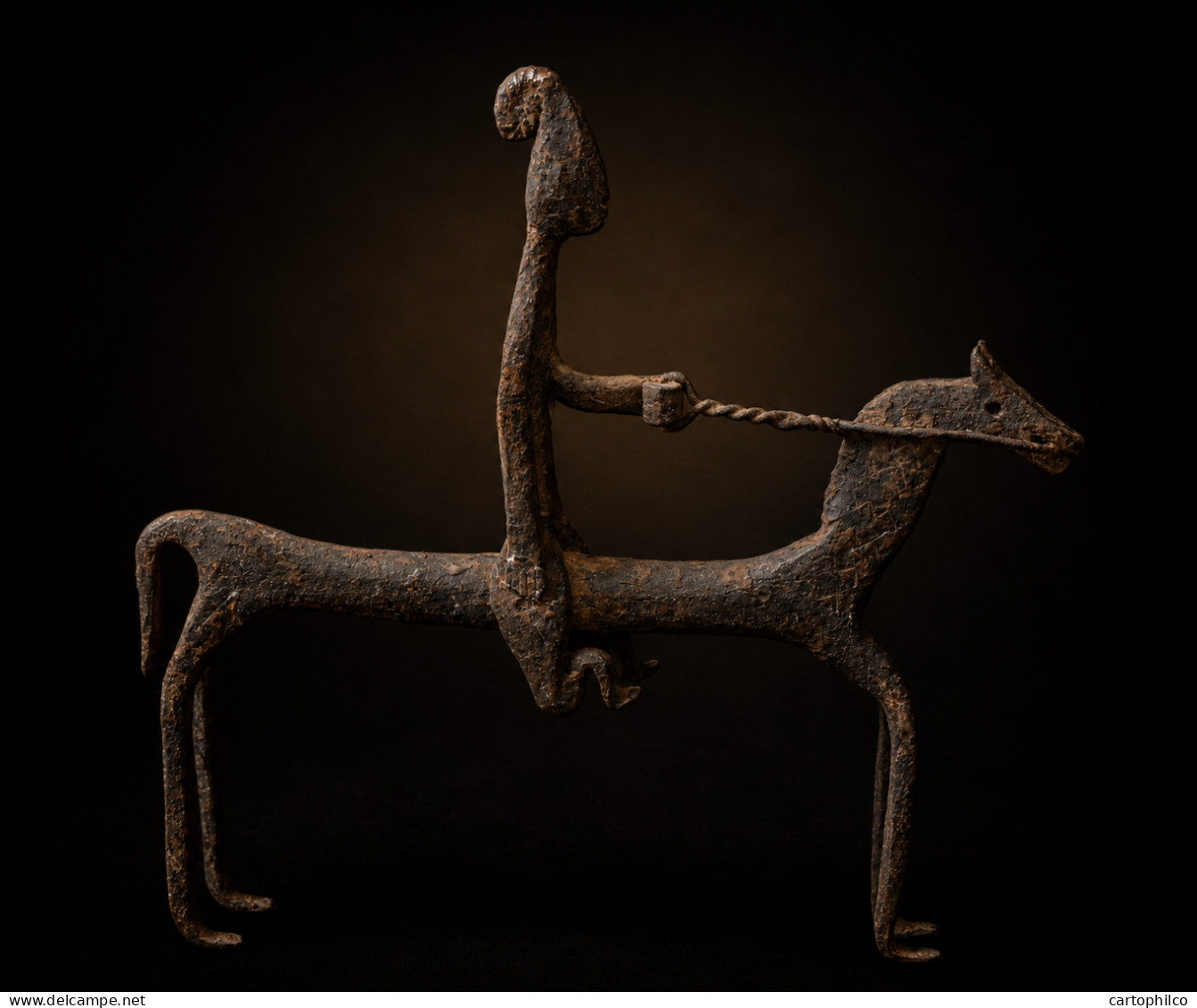 Statue Dogon En Fer Forgé – Cavalier Et Cheval, Art Ancestral Du Mali - Art Africain