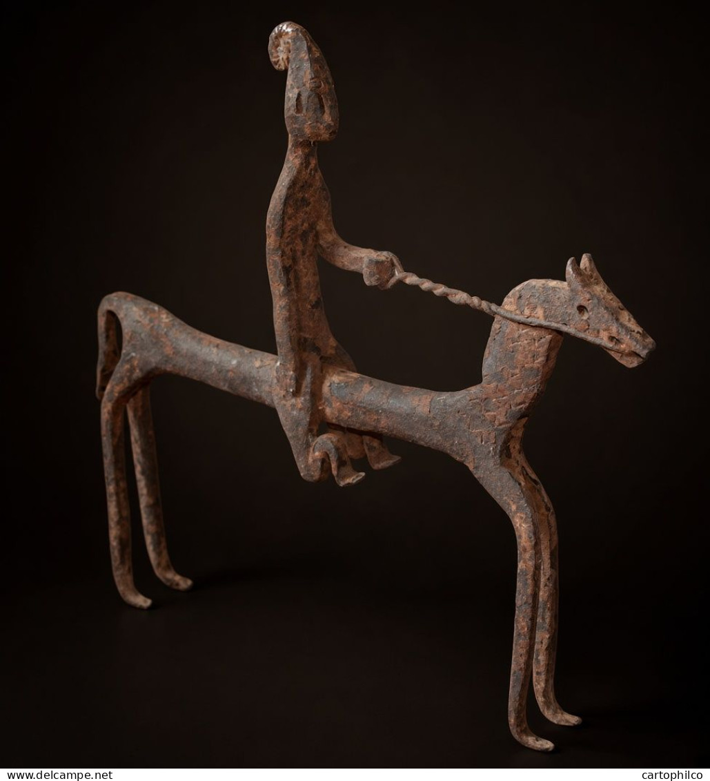 Statue Dogon En Fer Forgé – Cavalier Et Cheval, Art Ancestral Du Mali - Art Africain