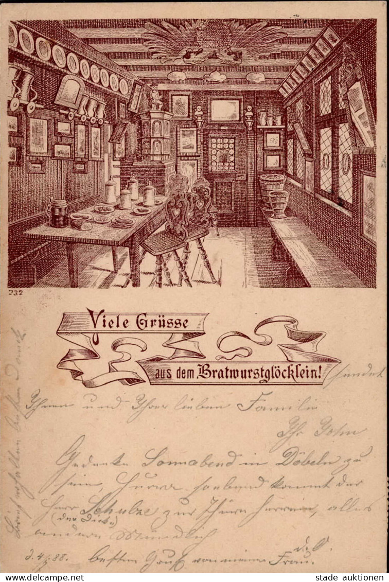 Vorläufer 1888 NÜRNBERG - Grüsse Aus D. BRATWURSTGLÖCKLEIN I - Other & Unclassified