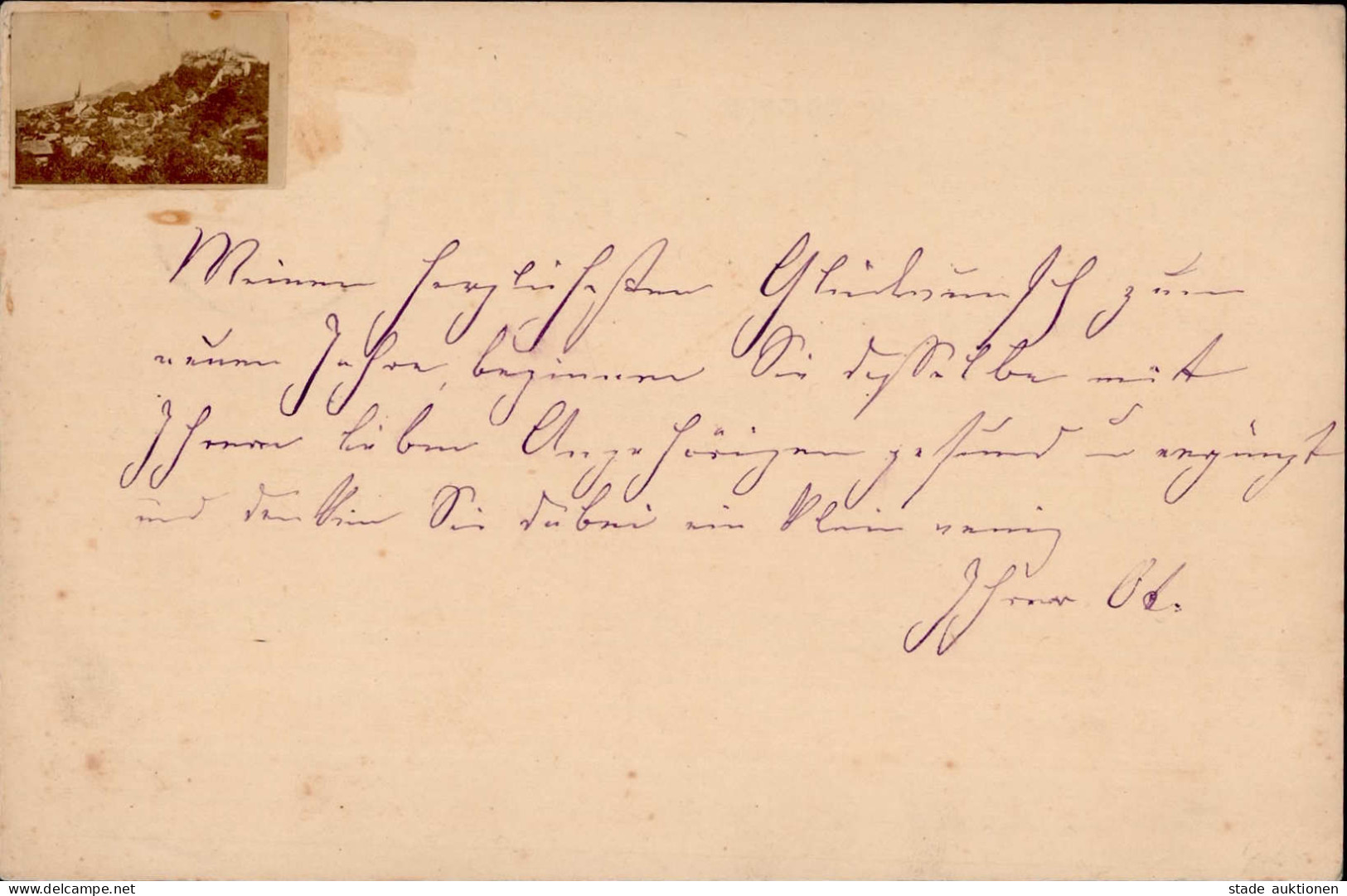 Vorläufer 1884 Blankenburg GSK PP6 Mit Aufgeklebtem Kleinfoto 31.12.1884 Nach Berlin - Other & Unclassified