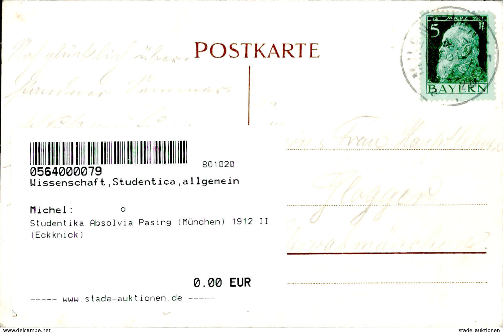 Studentika Absolvia Pasing (München) 1912 II (Eckknick) - Schulen