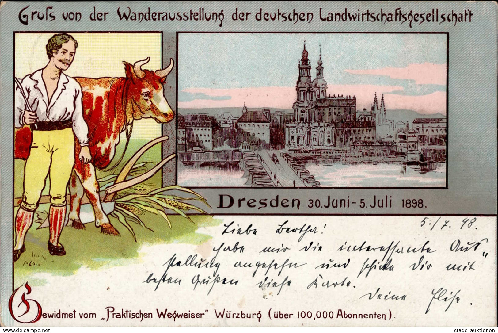 Dresden (o-8000) Gruss Von Der Wanderausstellung Der Deutschen Landwirtschaftsgesellschaft 1898 I-II Montagnes - Other & Unclassified