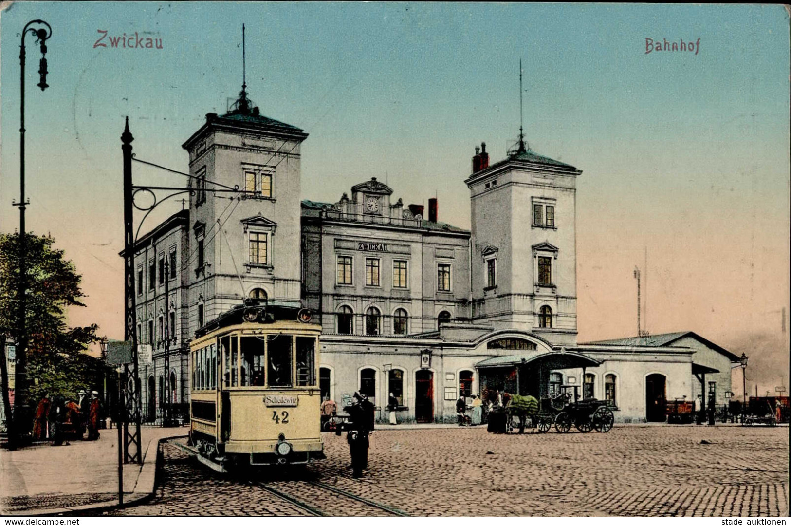 Zwickau (o-9500) Bahnhof, Straßenbahn 1913 I-II - Other & Unclassified