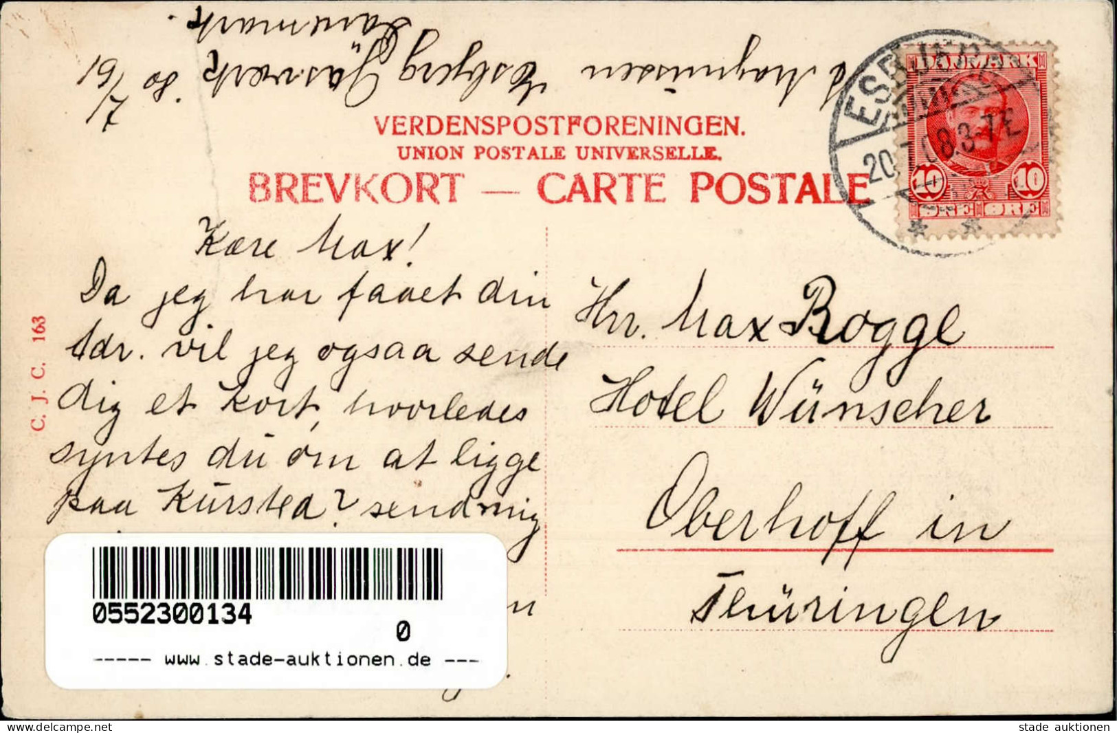 Esbjerg (Dänemark) Teilansicht 1908 I-II (Bugspur) - Dänemark