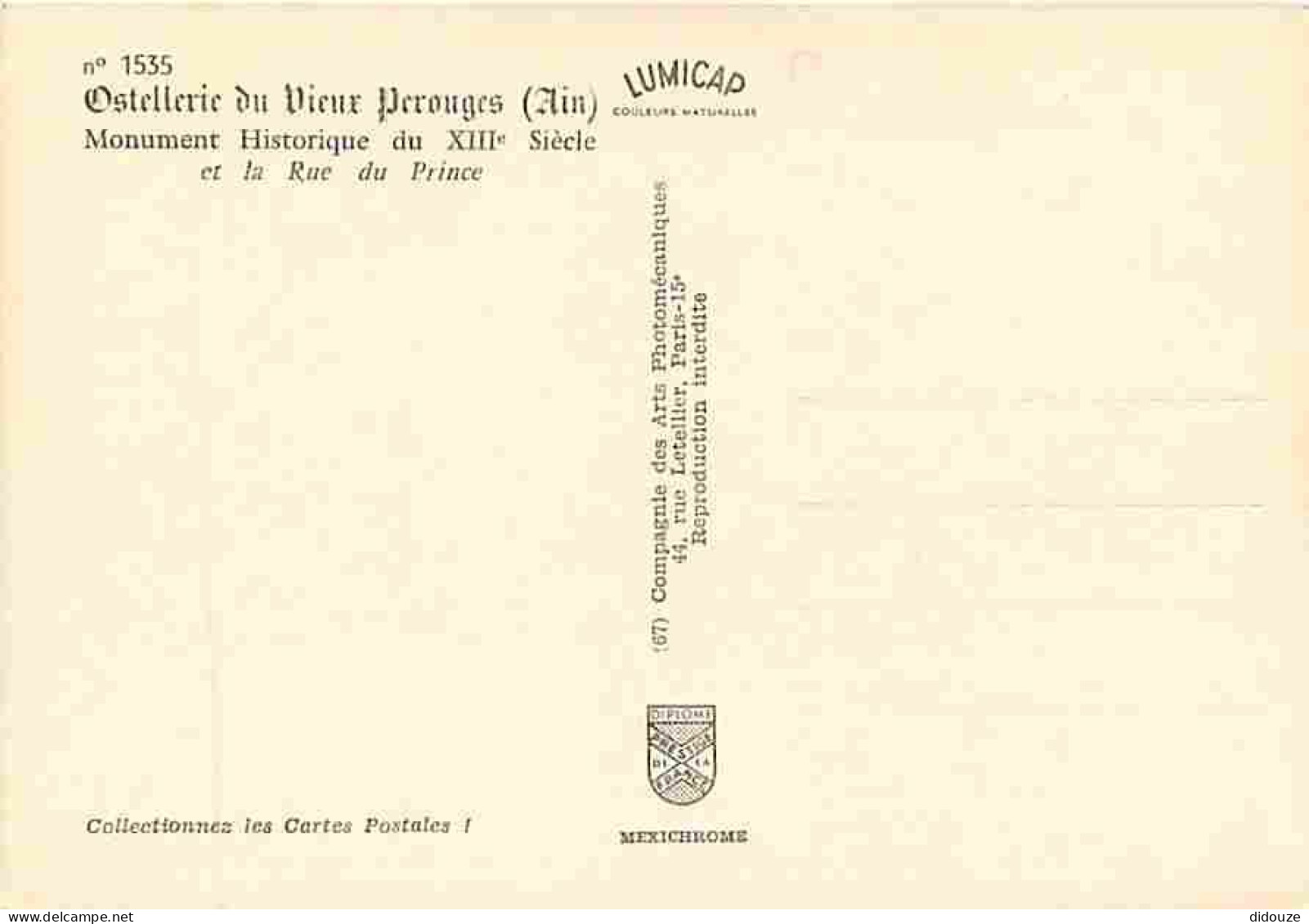Carte Postale - 01 - Pérouges - Cité Médiévale - Ostellerie - Maison Historique Du 13e Siècle - La Rue Du Prince - Carte - Pérouges