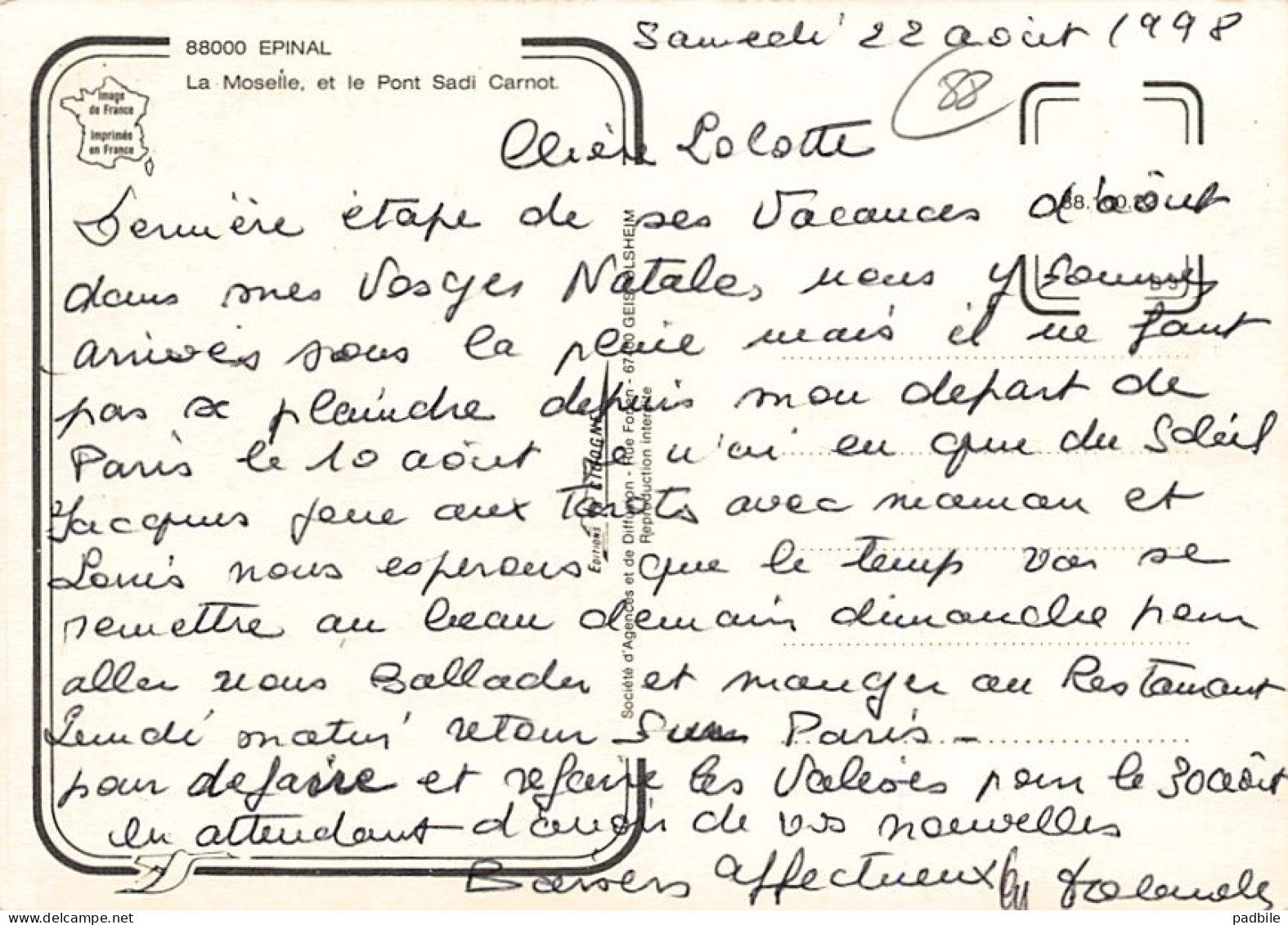 Carte Postale [88] Epinal  Très Beau Plan - Epinal