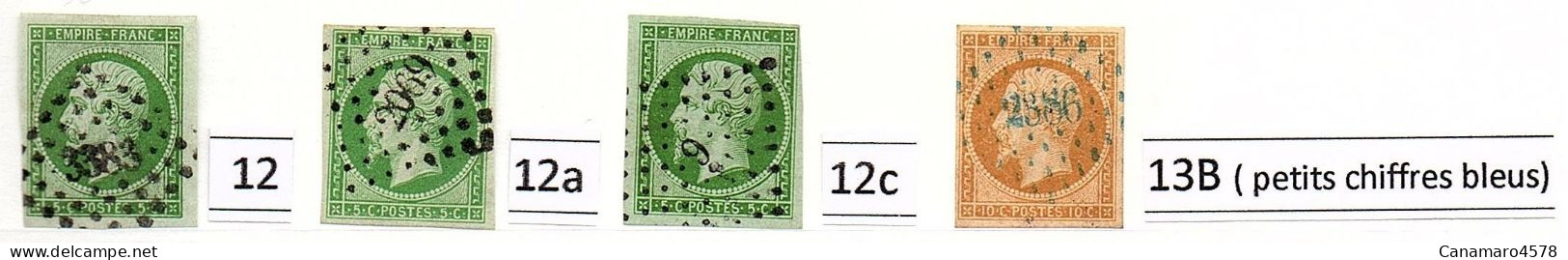 FRANCE - 1852/1862 - Napoléon III , Empire N° 11b à 17A , Oblitérations P.c. Et Lettre , Càd Type 15 + Variétés . T.T.B. - 1853-1860 Napoleon III