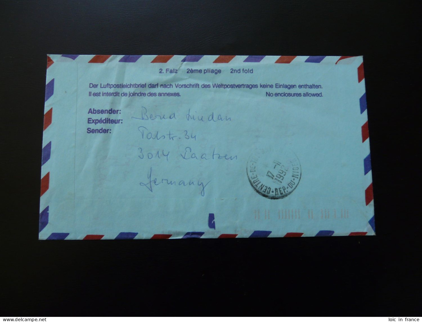 Lettre Par Avion Air Mail Cover Luftpost Dahlenburg -> Niger 1991 - Storia Postale