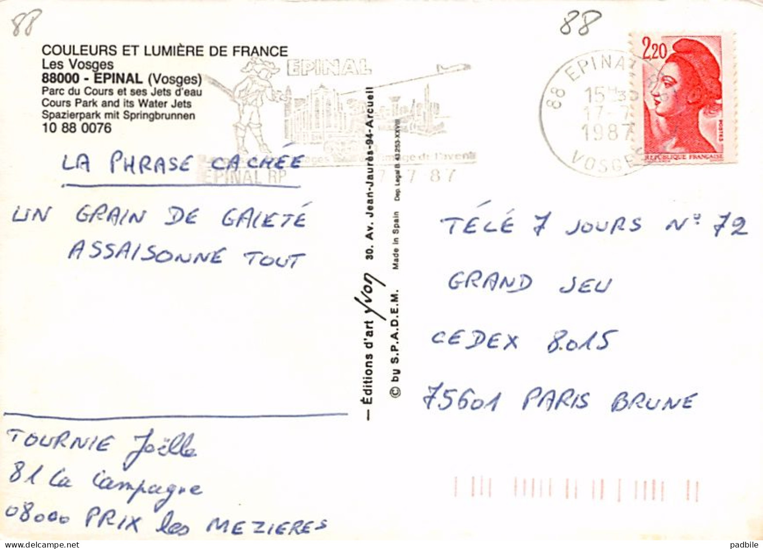 Carte Postale [88] Epinal  Très Beau Plan - Epinal