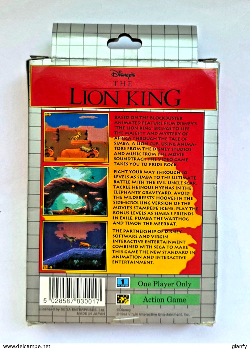 DISNEY: THE LION KING (VIRGIN) SEGA GAME GEAR 1994 BOX - Game Gear