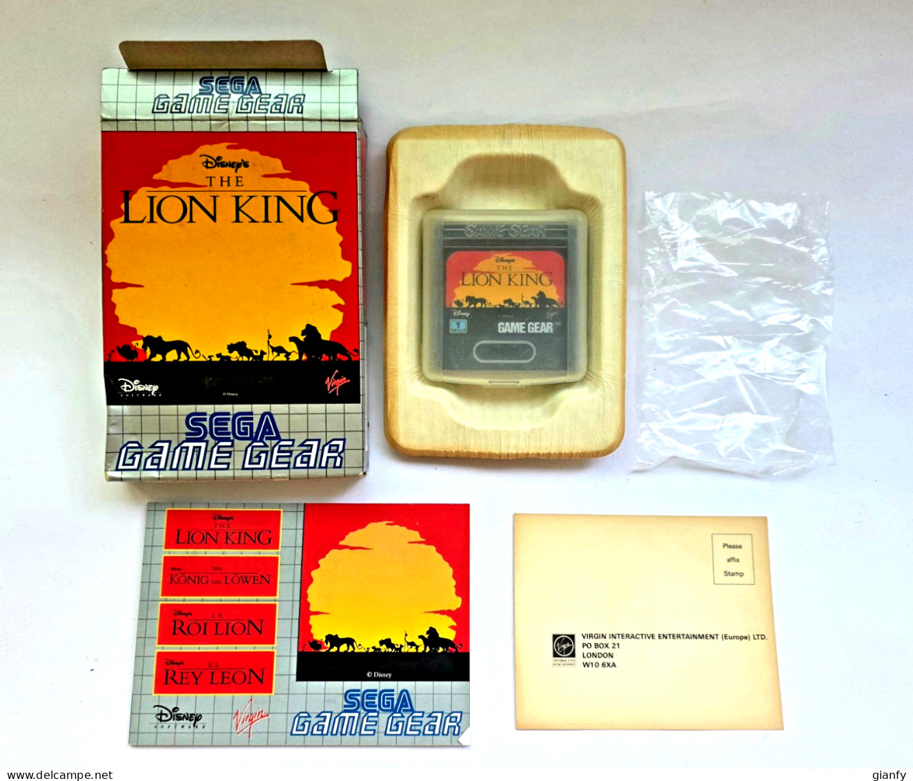 DISNEY: THE LION KING (VIRGIN) SEGA GAME GEAR 1994 BOX