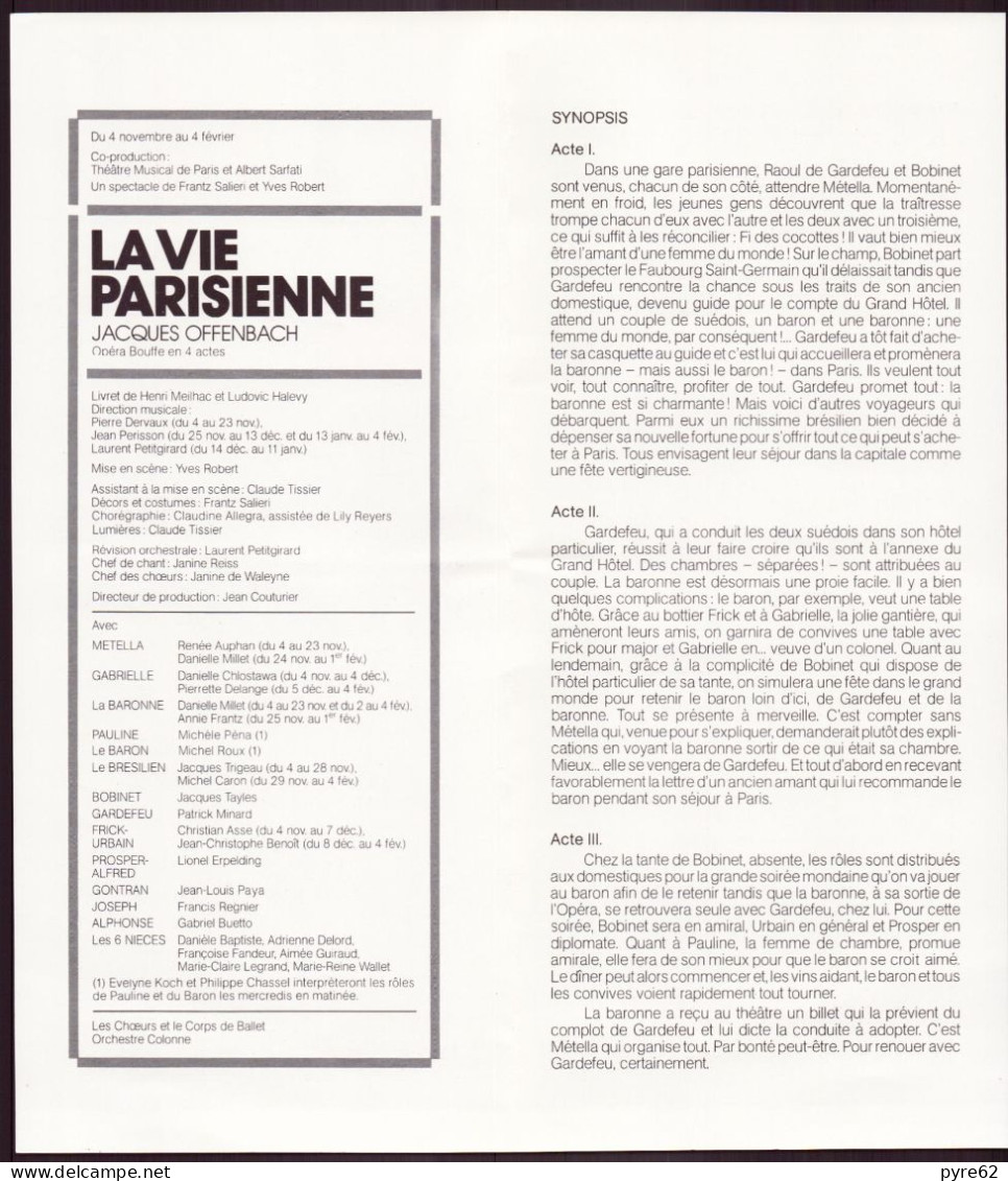 Programme " TMP " Paris, 1980 - Programmes