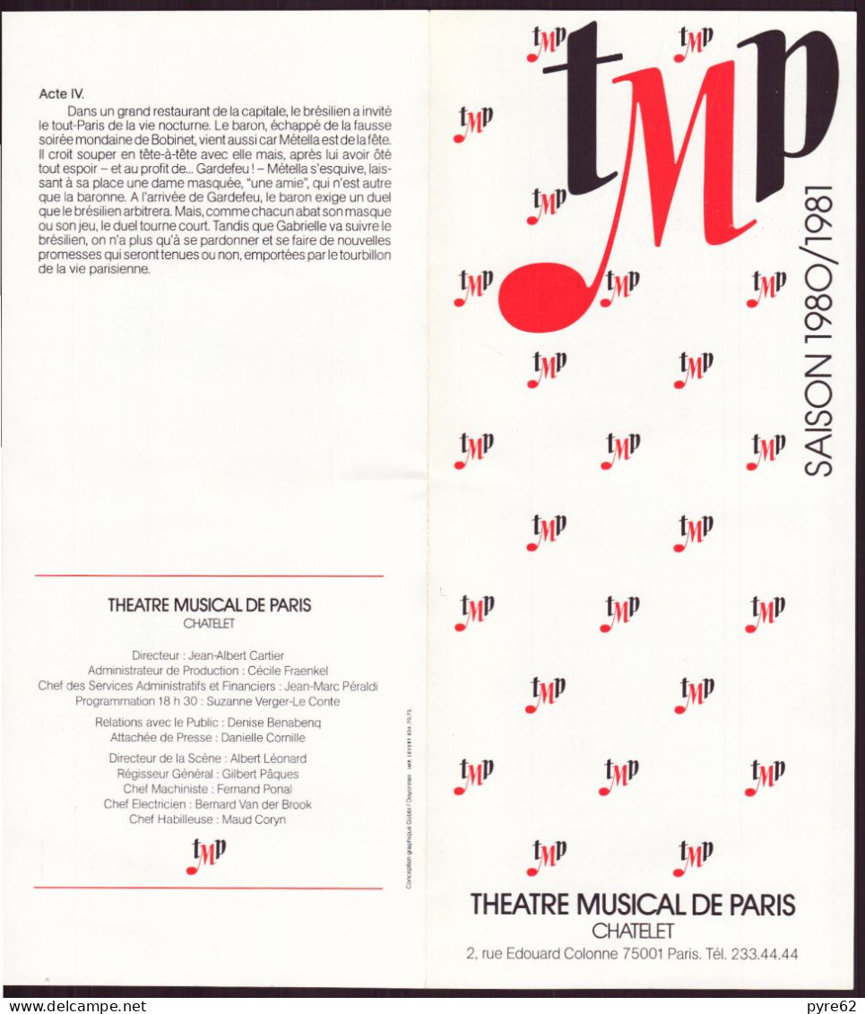 Programme " TMP " Paris, 1980 - Programmes