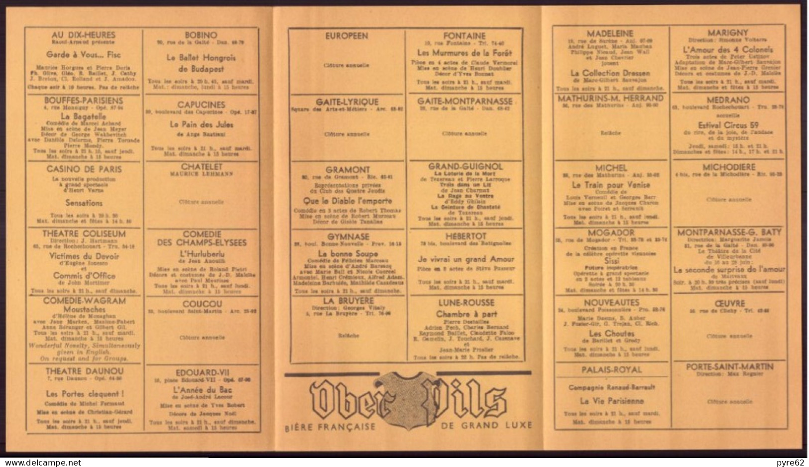 Programme " Spectacles De Paris " 1959 - Programs